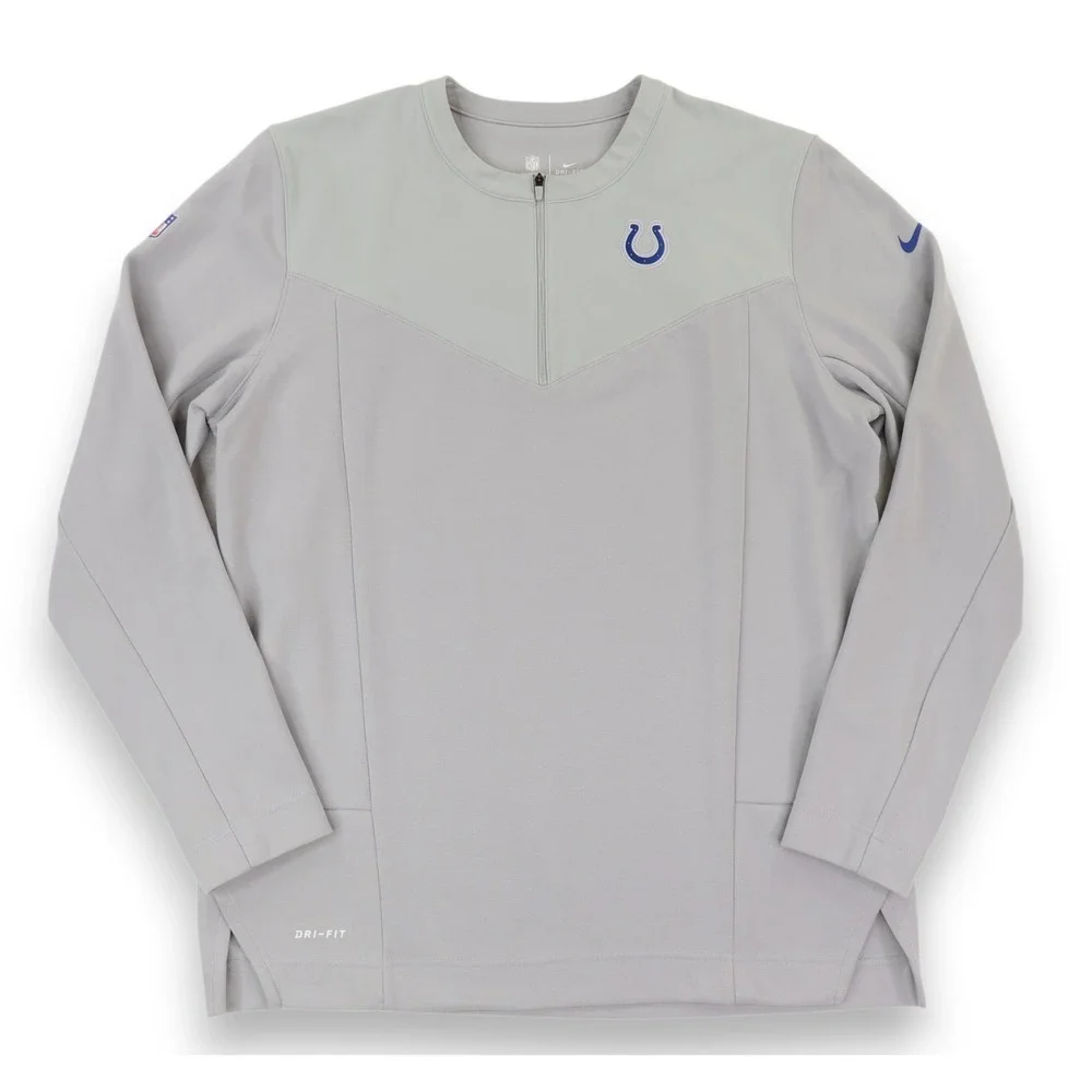 Nike Indianapolis Colts Coachs On Field 1/4 Zip Pullover Jacket Mens Large Gray